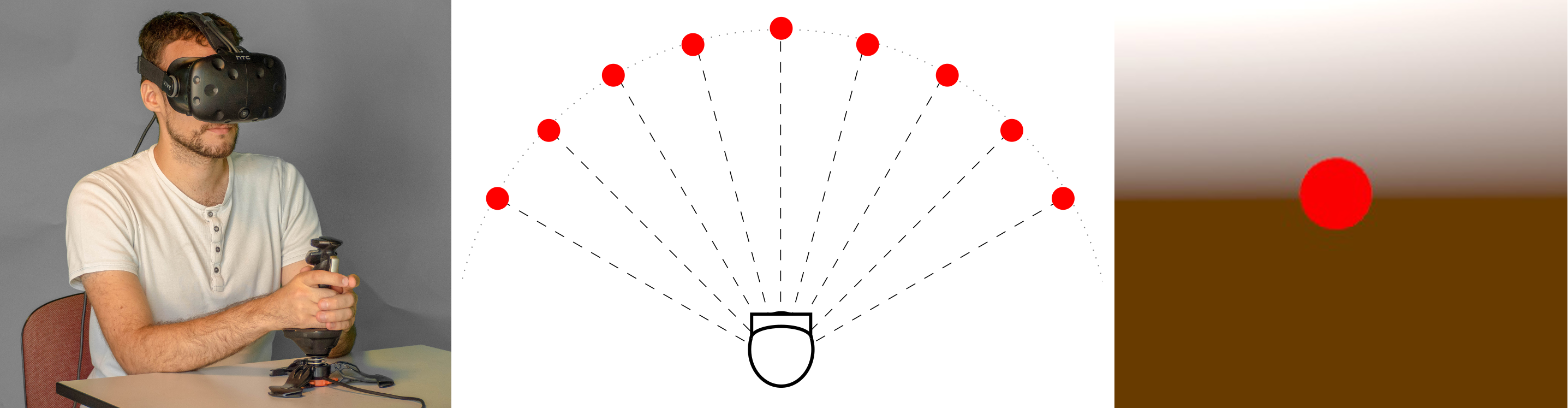 Virtual-reality scene used to compare distance judgments for objects located in front of and beside the observer